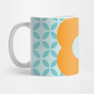 Retro Flower, Geo Pattern in aqua, orange and teal Mug